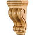 Hardware Resources 2" Wx1-1/16"Dx4"H Rubberwood Scrolled Corbel CORN-4.5-RW